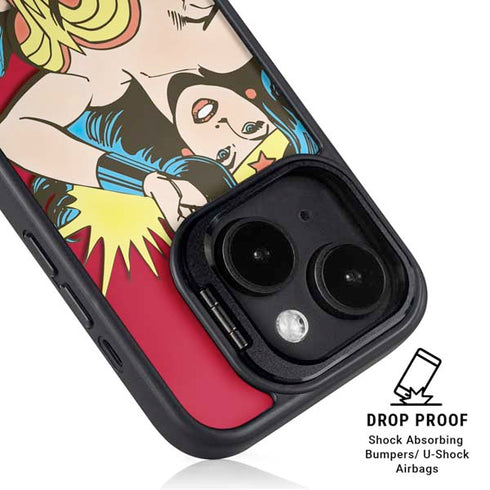 DC Comics Wonder Woman Vintage Action pose iPhone 15 Kickstand Case